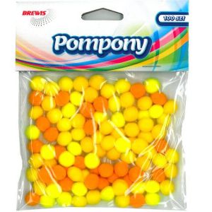 Pompony kreatywne Brewis 1cm Żółte Mix, 100szt